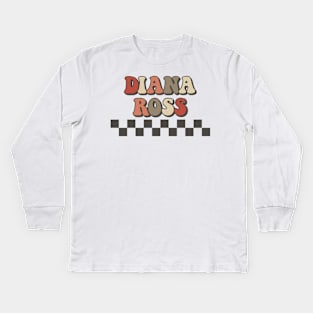 Diana Ross Checkered Retro Groovy Style Kids Long Sleeve T-Shirt